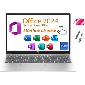 HP 15.6" FHD Touchscreen Business Laptop, Lifetime Microsoft Office 2024,10-Core Intel i7-1355U,Iris Xe Graphic Wi-Fi6, Win 11 Pro w/Natural Silver, W/BTPAccessory (16GB RAM | 512GB PCIe SSD)