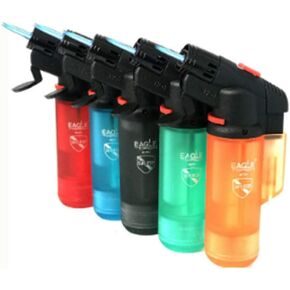 Pack of 5 Might Angle Double Torch Lighter (Assorted Colors)