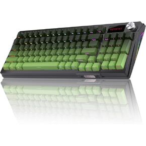DRAOZA Kutethy Wireless Mechanical Keyboard,Pre-lubed Switches,Gasket Structure,Tri-Mode BT/2.4GHz/USB-C Hot Swappable,Side Printed PBT Keycaps,RGB Backlit Gaming Keyboard(Bamboo+Green)