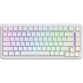 ATTACK SHARK X82 PRO HE Wireless Rapid Trigger RGB Mechanical Gaming Keyboard with Adjustable Actuation,2.4G/Wired/BT,8K Polling Rate,Hall Effect Magnetic Switch,5000mAh Battery for FPS(White Contour)