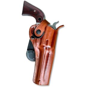 حافظة مجداف من الجلد الممتاز مع حزام الاستبقاء ، مسدس Rugerr Vaquero 357 Magnum 5.5 '' برميل ، سحب اليد اليمنى ، اللون البني #1834 #