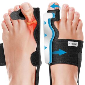 قم بملاءمة Geno Bunion Complection Women & Men Big Toe - فاصل إصبع القدم الكبير القابل للتعديل لتخفيف الألم - تصحيح الرنب القابل للتعديل لجراحة العظام في Hallux Valgus - دعم نهار وليلي - 2 PCS