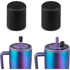 2 Pack Magnetic Straw Caps Compatible with BrüMate All Era and Resa Tumblers, Silicone Straw Caps Toppers Compatible with Brumate Accessories, Covers Protectors BPA Free (Black) in Kuwait