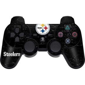 Skinit Decal Gaming Skin Compatible with PS3 Dual Shock Wireless Controller - Officially Licensed NFL Pittsburgh Steelers Distressed Design