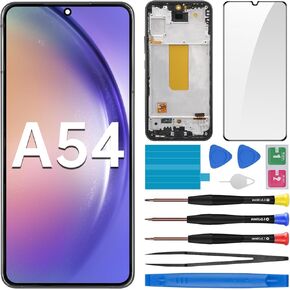 لاستبدال شاشة Samsung Galaxy A54 مع إطار شاشة LCD Displative Digitizer Full Assembly Fix Glass مع أدوات الإصلاح مجموعة SM-A546U SM-A546U1