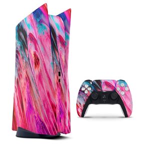 Liquid Abstract Paint V67 - Design Skinz Full-Body Cover Wrap Decal Skin-Kit Compatible with The Sony Playstation 3 Console Super Slim + Controller