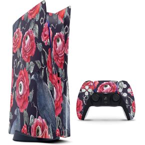 Abstract Roses with Eyes - Full-Body Cover Wrap Decal Skin-Kit Compatible with The Sony Playstation 3 Console Super Slim