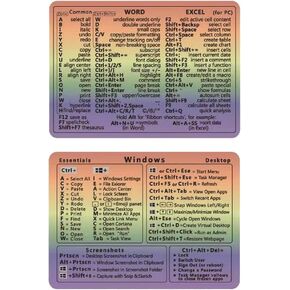 Laptop Shortcut Stickers for Keyboard 10PCS – Universal Keyboard Stickers, Quick Key Commands for Mac & Windows, Reference Guide Keyboard Shortcuts, Synerlogic Word/Excel Shortcut Sticker