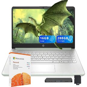 HP Flagship 14" HD Student&Business Laptop W/1 Year Office 365&AI-Copilot, Intel N150 CPU(Beats i3-1115G4), 16GB RAM, 288GB Storage (128GB UFS + 160GB Docking Set), Webcam, Bluetooth, Win 11s, Purple