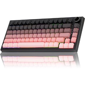 Wireless Mechanical Keyboard with Knob,Tri-Mode BT5.0/2.4GHz/USB-C Hot Swappable Mechanical Keyboard,Pre-lubed Linear Switches,8000mAH Battery RGB Backlit Computer Gaming Keyboards for PC/Tablet/PS