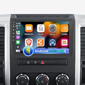 Android 13 Car Radio for Dodge Ram 1500 2500 3500 2009 2010 2011 2012，Jeep Wrangler JK 2007-2018, 10.2 Inch Stereo with Wireless Carpaly&Android Auto, Support Bluetooth/WiFi/GPS/FM/SWC, 4+64G