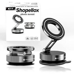 Shopellox Phone Mount,360 Foldable Magnetic Phone Mount. 2025 Upgraded Mechanical All-Alloy Material Foldable Portable Phone Holder for Car Without Charging
