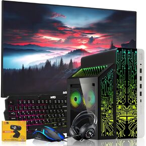 HP G3 Gaming Desktop PC Bundle with Core i7 32GB RAM 1TB SSD 27 inch Monitor RTX 4060 Graphics RGB Keyboard with AI-Enabled Copilot Key Mouse Headphones Webcam Win 10 Pro (Renewed)