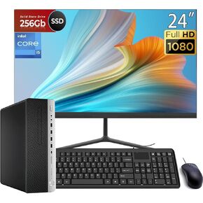 HP Elitedesk 800 G3 SFF PC Desktop Computer with 24" FHD Monitor, Core i5-6500 3.2GHz Up to 3.6GHz, 8GB RAM, 256GB SSD, Keyboard, Mouse, DP Cable, Win 10 Pro (Renewed)