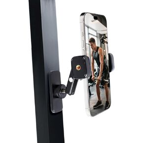 Gym Magnetic Phone Holder ，360 Degree Adjustable Fitness Phone Stand for Smartphones 4.7 to 7 Inches ，Super Magnetic Base Perfect for Workouts and Home Use