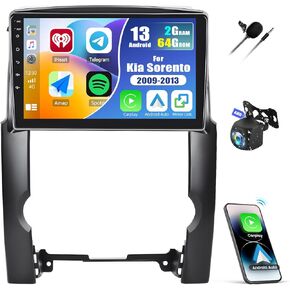 2G+64G Car Radio for Kia Sorento 2009-2013 with Wireless Apple Carplay Android Auto,10.1'' Touchscreen Kia Sorento Car Stereo with GPS Navigation,Bluetooth,WiFi/FM/RDS Radio+Backup Camera