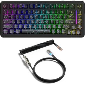 ATTACK SHARK X82PRO HE Magnetic Switch Gaming Keyboard,8KHz Adjustable Actuation,5000mAh Battery,Tri-Mode Wireless Keyboard with C01Ultra Aviation Cable,Cloud/Software Drive,for Win/Mac(Black Line)