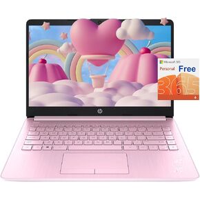 hp Stream Laptop, 14" HD Display, Intel Celeron N4020 Processor, 16GB Memory, 320GB Storage (64GB eMMC + 256GB USB), 1-Year Office 365, Webcam, HDMI, Wi-Fi, USB-C, Windows 11 Home, Pink, JVQ MP