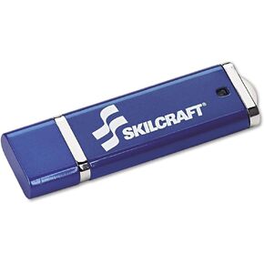 SKILCRAFT 7045015584993 USB Flash Drive W/256-Bit AES Encryption, 8gb, Blue, 7045-01-558-4993