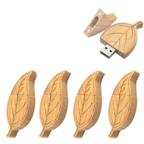 5 Pack Tree Leaves Bamboo Wood 2.0/3.0 USB Flash Drive USB Disk Memory Stick with Wooden (3.0/32GB)