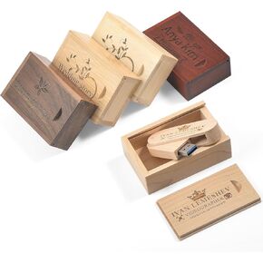 Personalized Swivel Wooden/Bamboo USB 3.0 Flash Drive 32GB - Handmade Custom Engraved Memory Stick for Wedding, Corporate Gifts, Promotions, Events (Containing Exquisite Bags)
