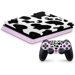 Compatible with PS4 Pro Skin for Console and Controllers by ZOOMHITSKINS, Cow Farm Milk Pink Animal Cute White Dairy Pastel, Durable, Made in The USA