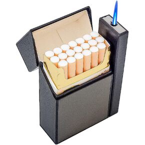 Cigarette Case with Electric Arc Lighter Rechargeable USB Flameless Butane Torch for Candle Kitchen Outdoor Multi-Function Lighter(no Gas)