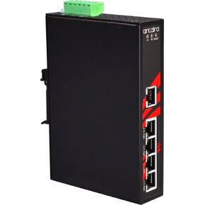 Antaira LNP-0500-T Industrial-Grade 5-Port PoE Unmanaged Fast Ethernet Switch, DIN-Rail Mount, -40 to 75°C Operating Temperature, Redundant 48 to 55 VDC Power Input, 5-Year Warranty