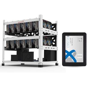 Special Bundle - AAAwave 12GPU Open Frame Mining Rig Frame and Titanium Micro PD560 500GB 2.5" SATA III Internal SSD (White)
