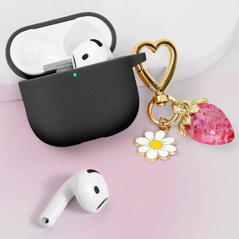 for Airpods 4 Case 2024 with Cute Keychain for Women Girly, Soft Silicone Protective Apple AirPods 4th Generation Cases Cover for Airpod iPod 4th Gen, Anti-Scratch, Front LED Visible, Rose Gold in Kuwait