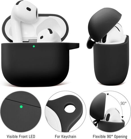 for Airpods 4 Case 2024 with Cute Keychain for Women Girly, Soft Silicone Protective Apple AirPods 4th Generation Cases Cover for Airpod iPod 4th Gen, Anti-Scratch, Front LED Visible, Rose Gold in Kuwait