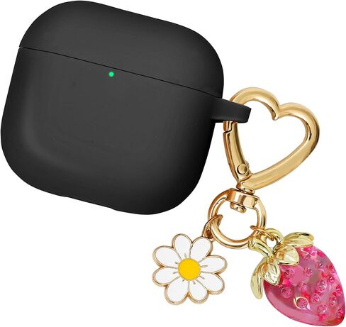 for Airpods 4 Case 2024 with Cute Keychain for Women Girly, Soft Silicone Protective Apple AirPods 4th Generation Cases Cover for Airpod iPod 4th Gen, Anti-Scratch, Front LED Visible, Rose Gold in Kuwait