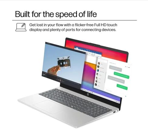 HP 15.6 "FHD Touchscreen Business Business Business Captop ، Lifetime Microsoft Office 2024،10-Core Intel I7-1355U ، Iris XE Graphic Wi-Fi6 ، Win 11 Pro W/Natural Silver ، W/BTPAccessory (16GB RAM | 512GB PCI SSD) in Kuwait