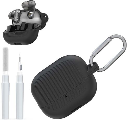 for TOZO Crystal Pods(2024) Case Cover, Silicone Protective Scratch Resistant Cover for TOZO Hybrid Active Noise Cancelling Wireless Earbuds with Carabiner-Black in Saudi Arabia