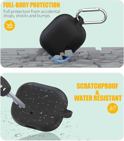 for TOZO Crystal Pods(2024) Case Cover, Silicone Protective Scratch Resistant Cover for TOZO Hybrid Active Noise Cancelling Wireless Earbuds with Carabiner-Black in Saudi Arabia