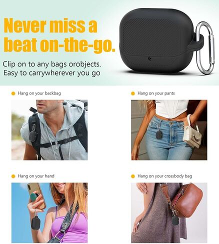 for TOZO Crystal Pods(2024) Case Cover, Silicone Protective Scratch Resistant Cover for TOZO Hybrid Active Noise Cancelling Wireless Earbuds with Carabiner-Black in Saudi Arabia
