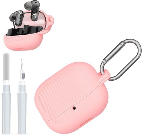 for TOZO Crystal Pods(2024) Case Cover, Silicone Protective Scratch Resistant Cover for TOZO Hybrid Active Noise Cancelling Wireless Earbuds with Carabiner-Black in Saudi Arabia