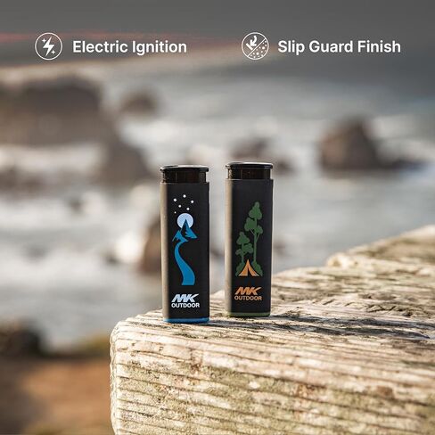 MK Lighter Outdoor Series Alpine Set 5-Pack Assorted Design Multipurpose Refillable, Windproof Flame, Slip Guard Candle & BBQ, Prepping & Camping Supplies, Survival Lighters (OUTDOORSMEN) in Kuwait
