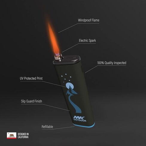 MK Lighter Outdoor Series Alpine Set 5-Pack Assorted Design Multipurpose Refillable, Windproof Flame, Slip Guard Candle & BBQ, Prepping & Camping Supplies, Survival Lighters (OUTDOORSMEN) in Kuwait