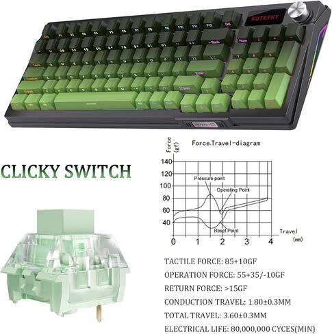 DRAOZA Kutethy Wireless Mechanical Keyboard,Pre-lubed Switches,Gasket Structure,Tri-Mode BT/2.4GHz/USB-C Hot Swappable,Side Printed PBT Keycaps,RGB Backlit Gaming Keyboard(Bamboo+Green) in Kuwait