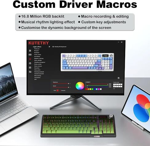 DRAOZA Kutethy Wireless Mechanical Keyboard,Pre-lubed Switches,Gasket Structure,Tri-Mode BT/2.4GHz/USB-C Hot Swappable,Side Printed PBT Keycaps,RGB Backlit Gaming Keyboard(Bamboo+Green) in Kuwait