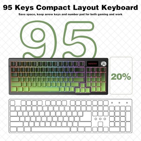 DRAOZA Kutethy Wireless Mechanical Keyboard,Pre-lubed Switches,Gasket Structure,Tri-Mode BT/2.4GHz/USB-C Hot Swappable,Side Printed PBT Keycaps,RGB Backlit Gaming Keyboard(Bamboo+Green) in Kuwait