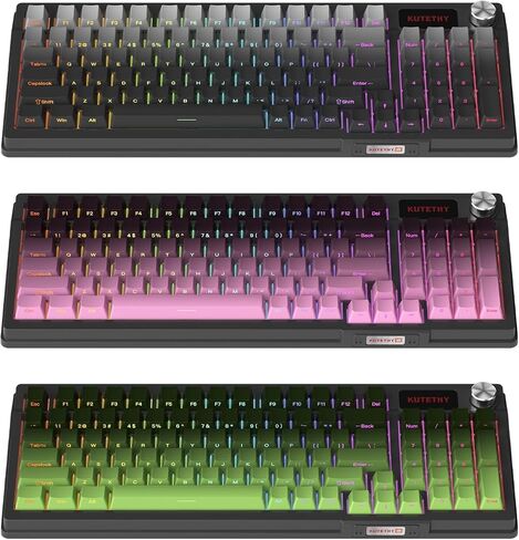 DRAOZA Kutethy Wireless Mechanical Keyboard,Pre-lubed Switches,Gasket Structure,Tri-Mode BT/2.4GHz/USB-C Hot Swappable,Side Printed PBT Keycaps,RGB Backlit Gaming Keyboard(Bamboo+Green) in Kuwait