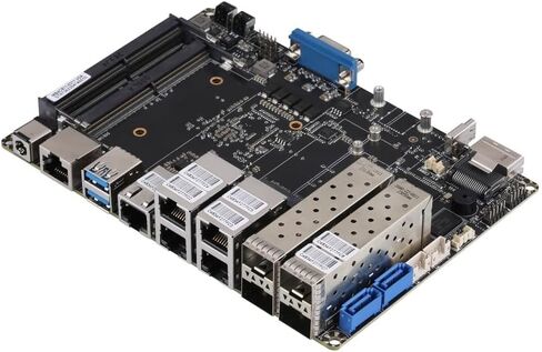 Qotom Barebone System Mini PC Q20342G9 1U Rack 4X 10G SFP+ 5X i226V B3 2.5G LAN Atom C3808 12 Cores Processor 2.0 GHz in Kuwait