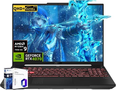 ASUS TUF Gaming A16 APPOP ، AMD RYZEN 9 7940HX (BEAT I9-13900H) ، NVIDIA RTX 4070 ، 16 "2560x1600 QHD+ 165Hz ، 64 GB DDR5 ، 2 TB SSD ، Windows 11 Pro ، Office ، FA607PI-AS94 in Kuwait