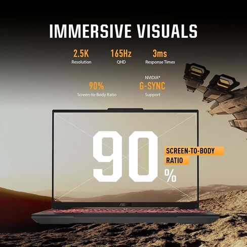 ASUS TUF Gaming A16 APPOP ، AMD RYZEN 9 7940HX (BEAT I9-13900H) ، NVIDIA RTX 4070 ، 16 "2560x1600 QHD+ 165Hz ، 64 GB DDR5 ، 2 TB SSD ، Windows 11 Pro ، Office ، FA607PI-AS94 in Kuwait