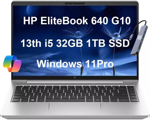 HP EliteBook 640 G10 Business Laptop (14" FHD, 13th Gen Intel 10-Core i5-1335U (＞i7-1255U), 32GB RAM, 1TB SSD), Thunderbolt 4, Ethernet, Wi-Fi 6E, IST HUB, Win 11 Pro w/AI Copilot, Silver in Saudi Arabia