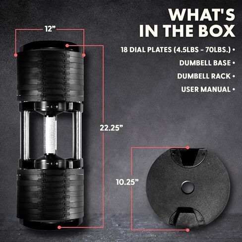 مجموعة دمبل قابلة للتعديل بوزن 70 رطل من SQUATZ، وزن قابل للتعديل لاستبدال 9 دمبل مع 1، تعديلات سريعة للوزن مع تقنية قفل ملتوي، لتمرين الجسم بالكامل ورفع الأثقال in Kuwait