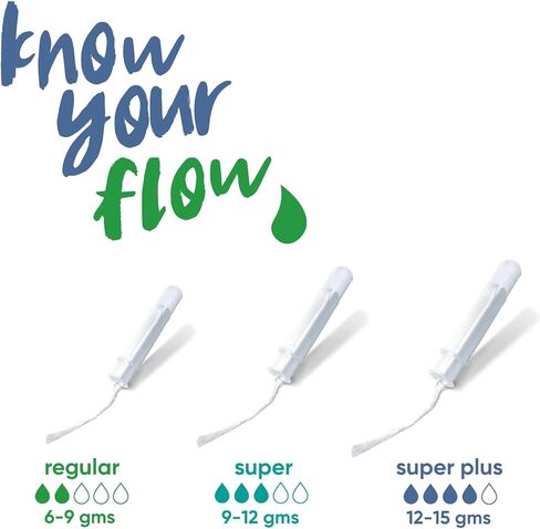 Oi | Organic Initiative - Tampons | Regular/Super Absorbency | Organic Cotton, Unscented | Toxin Free, BPA-Free, Plant-Based BioCompact Applicator | 4x16 Pack (64 Count) in Kuwait