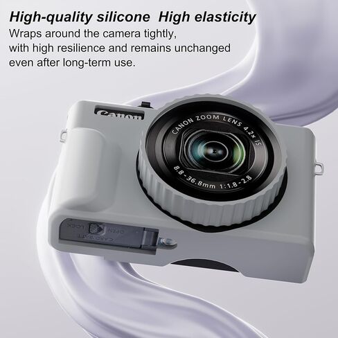 حالة السيليكون للكاميرا الرقمية لـ PowerShot G7X Mark III مع غطاء العدسات القابل للإزالة وحامي الشاشة وحبل لانيارد لملحقات PowerShot G7X Mark III -(رايس وايت) in Kuwait